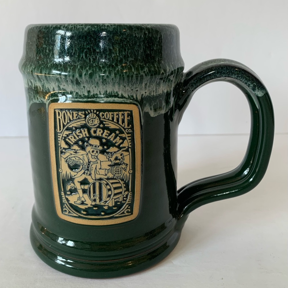 Deneen Pottery Bones Coffee Irish Cream Skeleton Mug Winter Green Halloween
